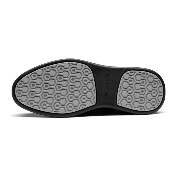 [MaxFlex SuiteCraft-] Men's Vegan Leather Comfortable Oxford Sneakers - BLACK - 5
